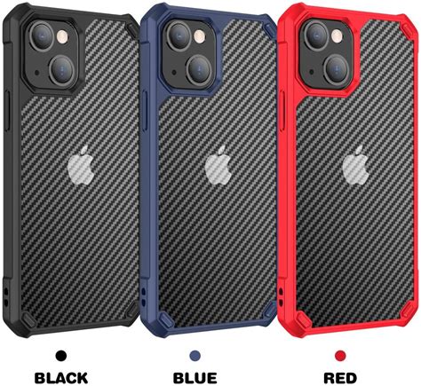 Apple iPhone 13 Hoesje Carbon Back Cover Schokbestendig Rood | GSMpunt.nl