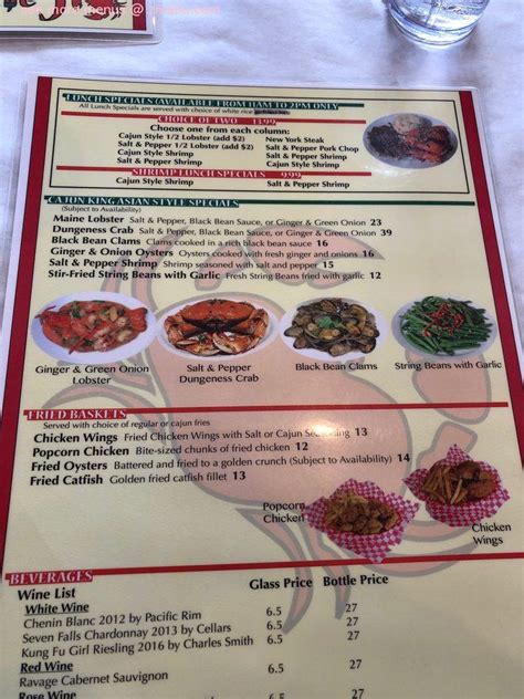 Menu at Cajun King Aiea restaurant, Aiea