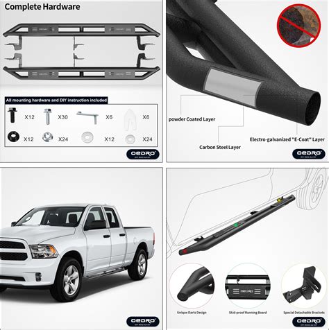 OEDRO® 6" Running Boards for 2009-2018 Ram 1500 2019-2021 Ram 1500 Classic Quad Cab, Black Heavy ...