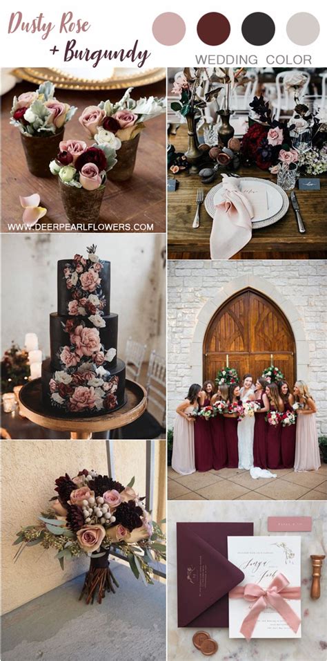 dusty rose burgundy and dark grey vintage wedding color ideas | Deer ...