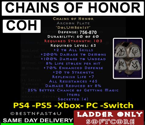 Diablo 2 Resurrected D2R - Chains of Honor Runeword Archon Plate PC Soft NA/EU/A | eBay