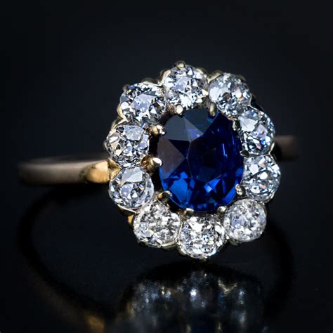 Antique Victorian Sapphire Diamond Cluster Ring Ref: 276494 - Antique Jewelry | Vintage Rings ...