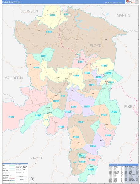 Floyd County, KY Wall Map Color Cast Style by MarketMAPS - MapSales