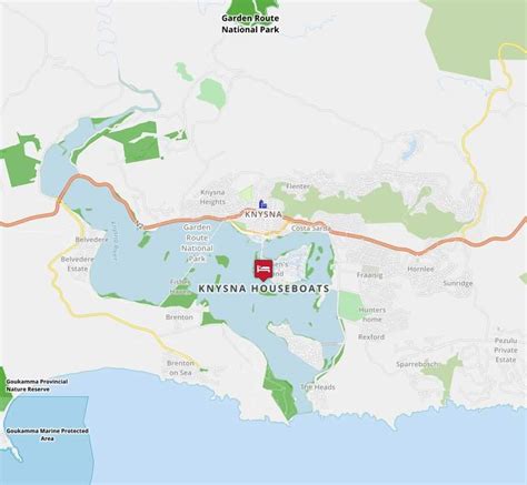 Map for Knysna Houseboats - Knysna Lagoon Sailing Holiday