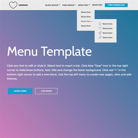 Free Html Bootstrap Menu Template with regard to Simple Html Menu ...