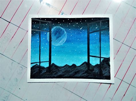 How To Draw Moonlight Scenery With Oil Pastels - Diy crafts moonlight waterfall drawing with oil ...