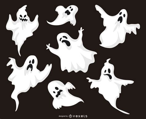 Halloween Ghost Illustrations Set Vector Download