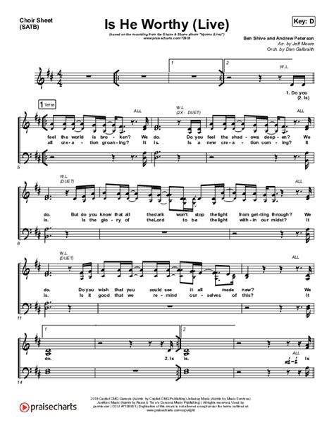 Is He Worthy (Live) Sheet Music PDF (Shane & Shane) - PraiseCharts