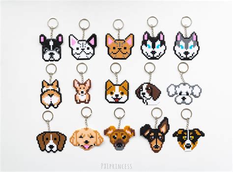 Corgi Dog Keychain Pixel art Corgi butt 8 bit Shiba Golden retriever Husky Bulldog Labrador Hama ...