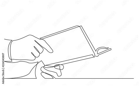 continuous line drawing of hands holding book Stock Vector | Adobe Stock