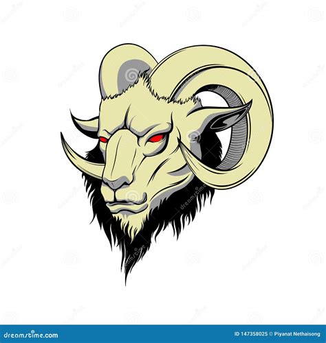 Demon Goat Head. Satanic Goat Head. Binary Satanic Symbol. Vector Illustration Isolated. Tattoo ...