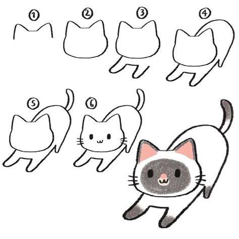 สอนวาดแมวเหมียว by siri easy drawing | Cute doodles drawings, Cute ...