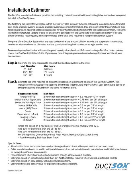 (PDF) Installation Estimator - DuctSox - DOKUMEN.TIPS