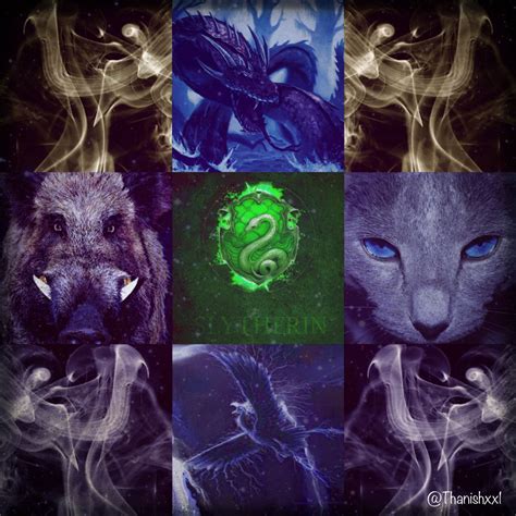 My Pottermore accounts moodboard. H-House; Slytherin I-House; Horned ...