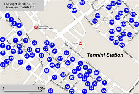 Termini Station, Rome hotel map. Over 200 hotels located