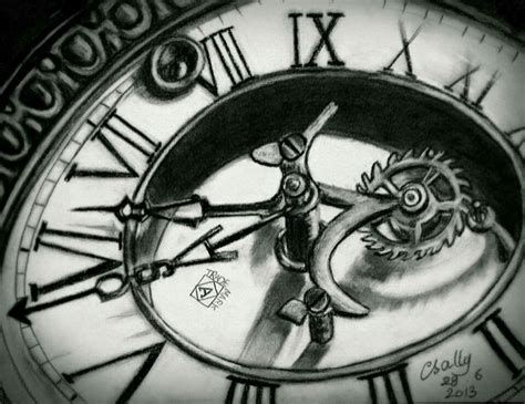 My charcoal drawing of an old clock. Follow me at: www.facebook.com/sallyhelmyartwork | Old ...