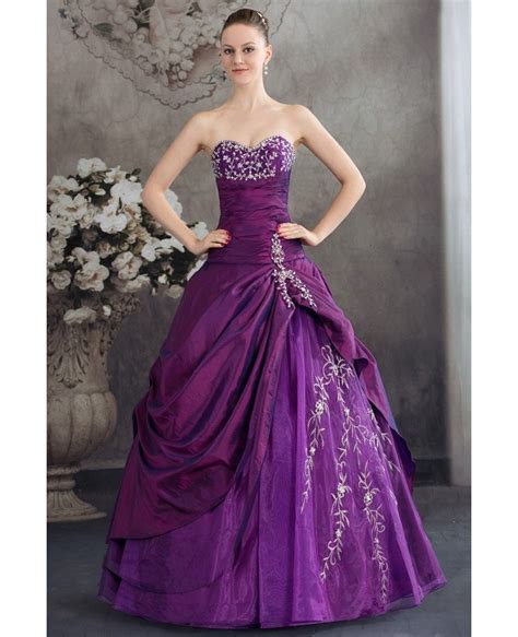 Purple Sweetheart Embroidered Taffeta Ballgown Color Wedding Dress #OPH1264 $260.9 - GemGrace.com