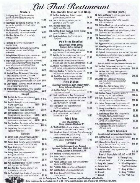 Lai Thai Menu, Menu for Lai Thai, National City, San Diego - Urbanspoon/Zomato