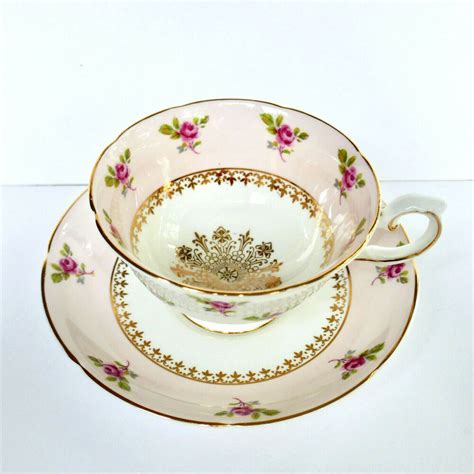 Royal Grafton Pink Rosebud Tea Cup Saucer 446 Gold Filigree England Vintage #RoyalGrafton # ...