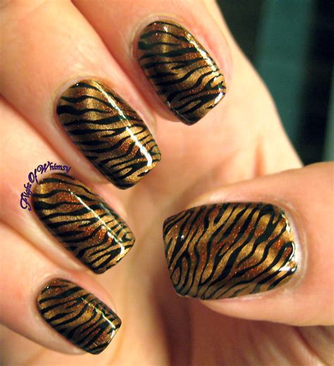 Tawdy Tiger | Flight Of Whimsy | Tiger nail art, Tiger nails, Funky nail art