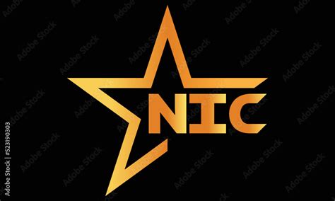 NIC golden luxury star icon three letter logo design vector template. royal logo | luxury logo ...