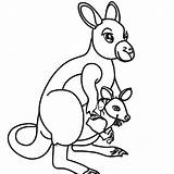 Cute And Adorable Kangaroo With Her Baby Coloring Page · Creative Fabrica sketch template