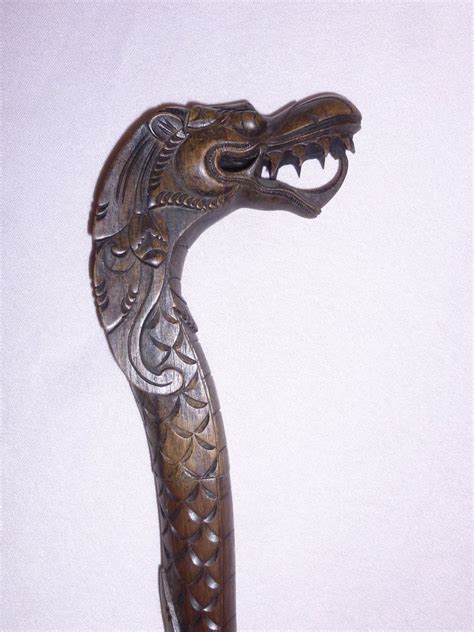 Vintage+Hand+Carved+Wood+Dragon+Head+Cane+Wooden+Walking+Stick+ ...