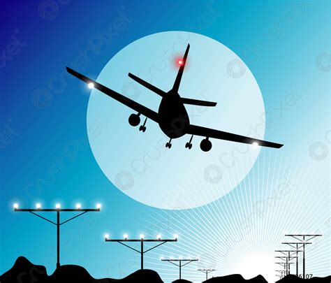 Airplane Landing in the sky - stock vector 36107 | Crushpixel