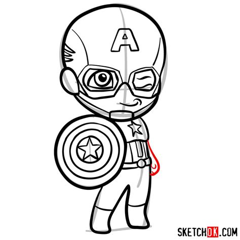 How to draw chibi Captain America - Sketchok easy drawing guides