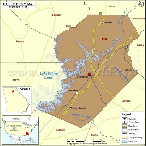 Hall County Map, Map of Hall County Georgia in 2022 | County map, Map ...