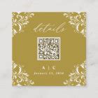 Elegant Gold QR Code Wedding Details Enclosure Card | Zazzle
