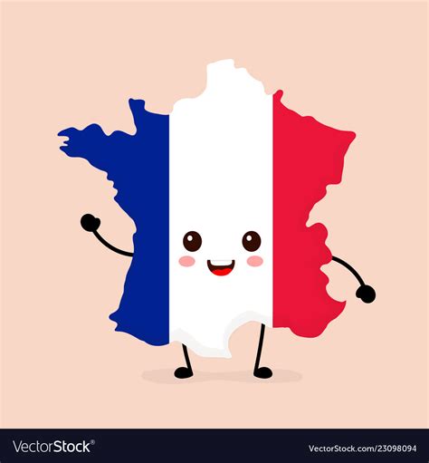 Cute funny smiling happy france map Royalty Free Vector