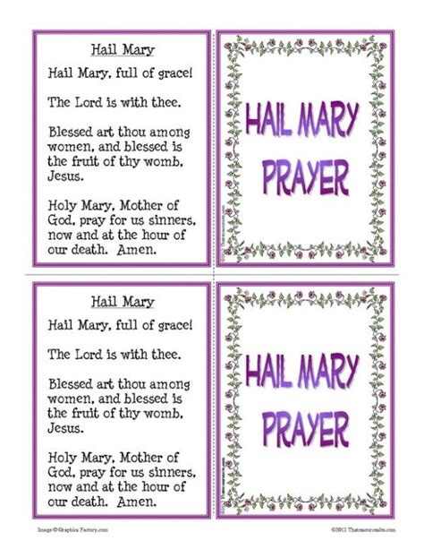 Hail Mary Prayer Learning Card Set | Thatresourcesite – Educational and ...