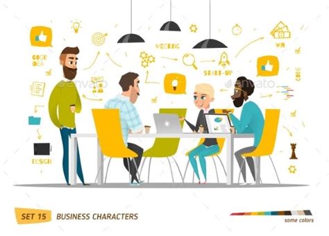 Business Characters Set | Business cartoons, Vector character design, Motion design animation