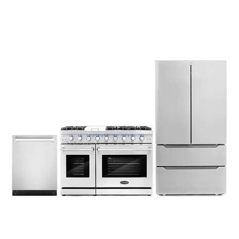 Cosmo 3 Piece Kitchen Appliance Packages with 48" Freestanding Gas Range Kitchen Stove 24" Built ...