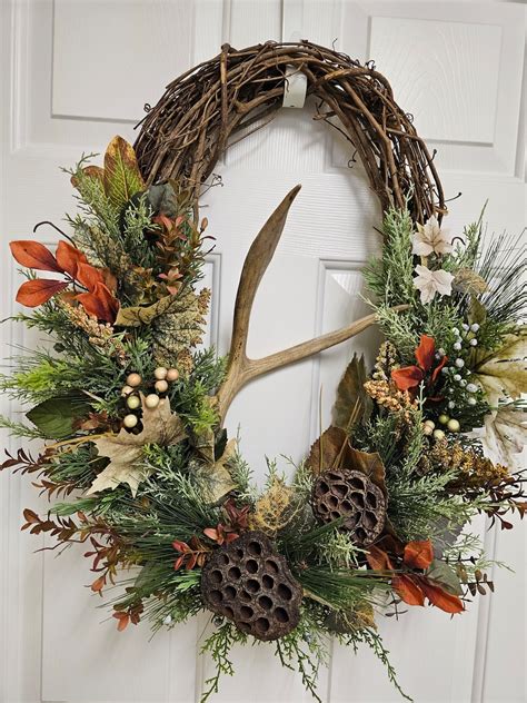 Antler Wreath, Deer Antler Wreath, Cabin Wreath, Lodge Wreath, Rustic ...