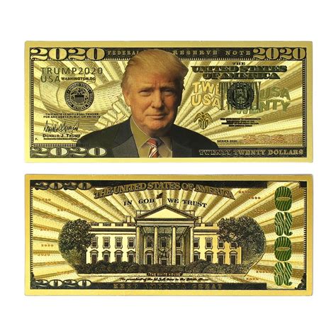 2020 Dollar Bill Donald Trump Banknote, Gold Coated Donald Trump ...