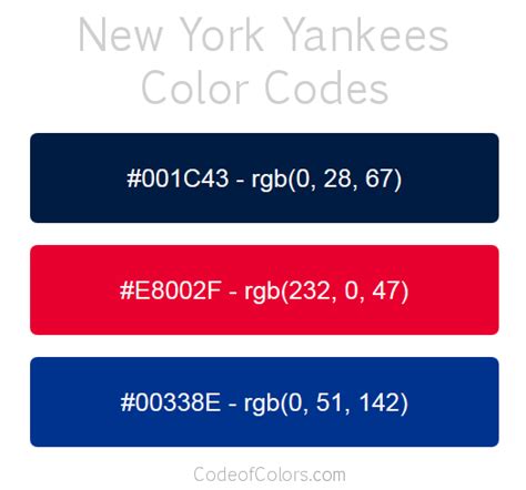 New York Yankees Colors - Hex and RGB Color Codes