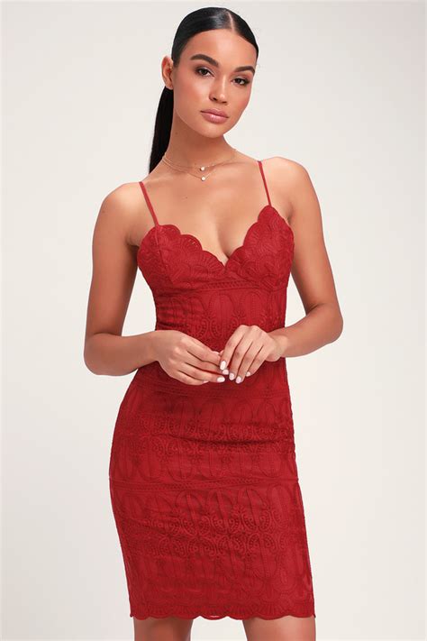 Lovely Wine Red Dress - Lace Dress - Lace Mini Dress - Red Dress - Lulus