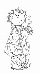 Digital Stamp Coloring Page Stack Of Teacups With Flowers Sketch  sketch template