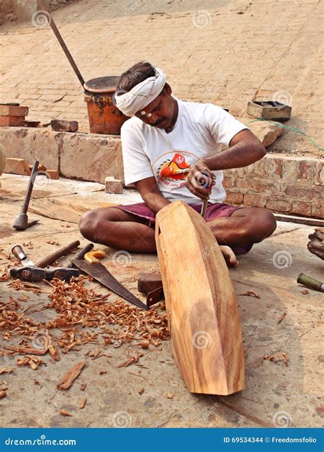 A Local Carpenter Making Wooden Boat, India Editorial Stock Image ...