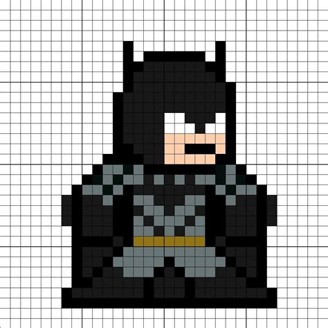 Batman Suit #1 JL Perler Bead Pattern | Pixel art pattern, Pixel art ...