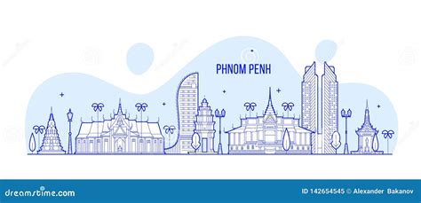 Phnom Penh City Skyline, Cambodia Cartoon Vector | CartoonDealer.com ...