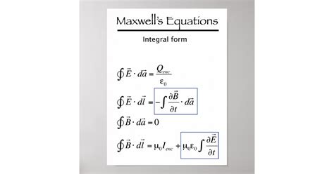 Maxwell's Equations - Integral Form Poster | Zazzle