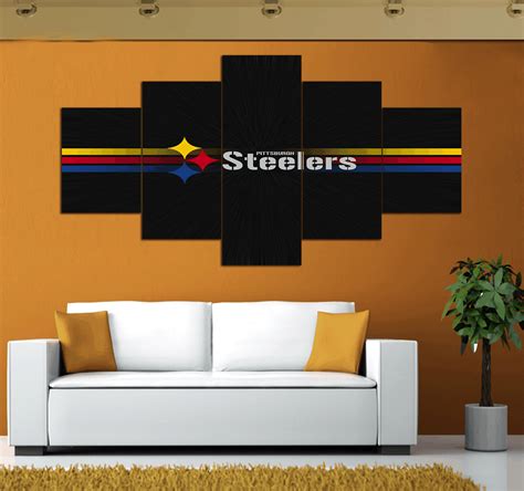 Pittsburgh Steelers Football Team Canvas Wall Art Decor - 5 Piece Canv ...