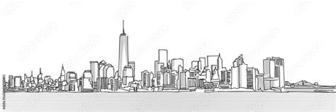 New York City Panorama Skyline, Free Hand Sketch, Vector Drawing Stock Vector | Adobe Stock