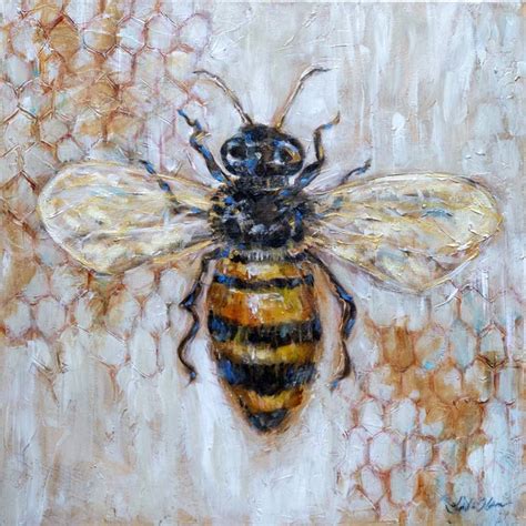 Oil Art & Collectibles Painting Honeybee Painting Animal Original Art Honey Bee Oil Painting by ...