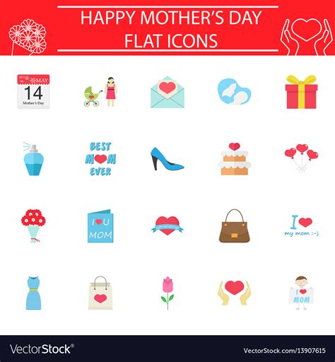 Set of mothers day icons Royalty Free Vector Image