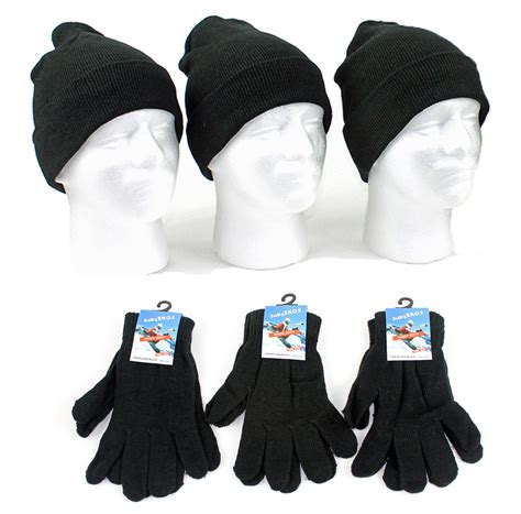 Wholesale Winter Knit Hats and Gloves - Black Only (SKU 428350) DollarDays