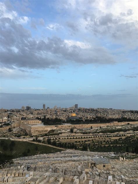 View of Jerusalem from Mount of Olives during Sunrise in Israel. Stock ...